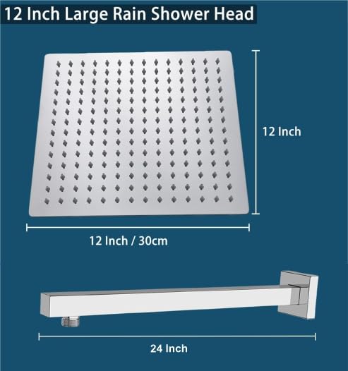 Hyenas 12x12 Inch High Flow Ultra Shower Head  (Chrome)