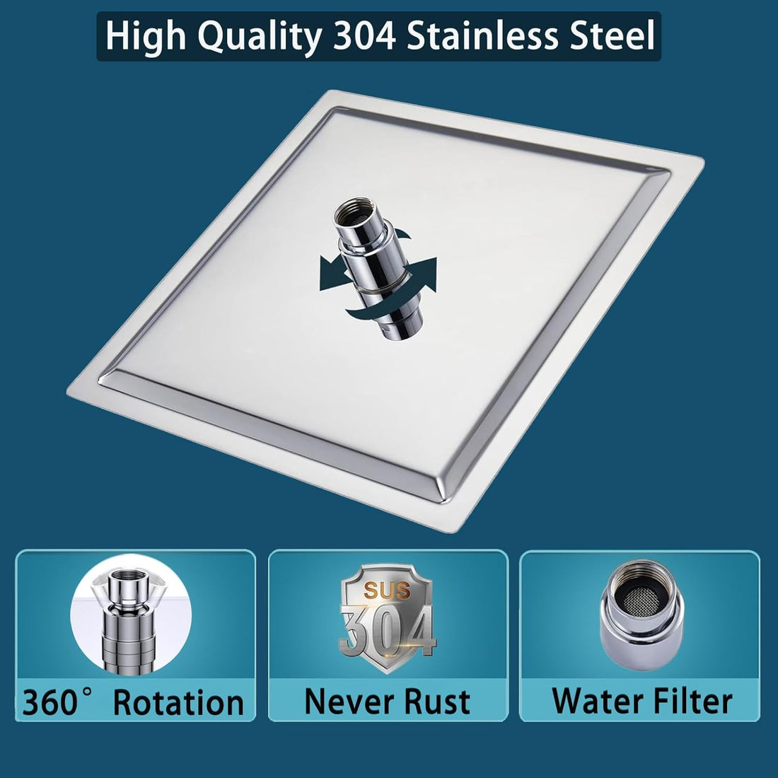 Hyenas 4x4 Inch High Flow Ultra Shower Head  (Chrome)